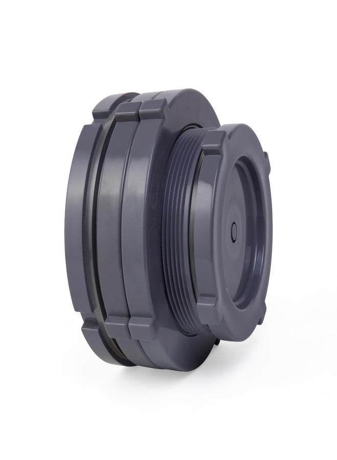 ChillWaves PVC Bulkhead Fitting 2-1/2" Double Thread Connector Adapter with Plugs for Water Tank, Aquariums, Rain barrels(1-PACK) - Image 1
